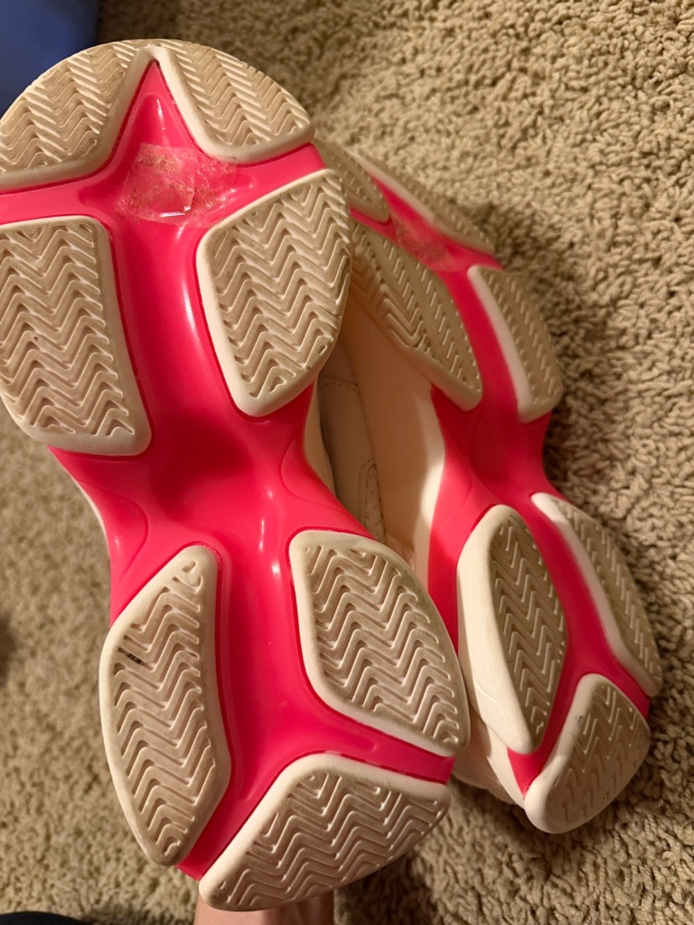 Women’s Chunky Lace-Up Sneakers in White and Pink - Picture 4 of 4